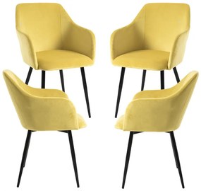 Pack 4 Cadeiras Puan Veludo - Amarelo