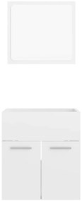 2 pcs conj. móveis casa de banho contraplacado branco brilhante