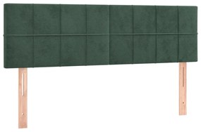 Cama box spring c/ colchão/LED 140x200 cm veludo verde-escuro