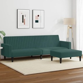 vidaXL 2 pcs conjunto de sofás veludo verde-escuro