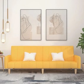 337363 vidaXL Sofá-cama de 2 lugares tecido amarelo