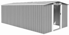 Abrigo de jardim 257x489x181 cm metal cinzento