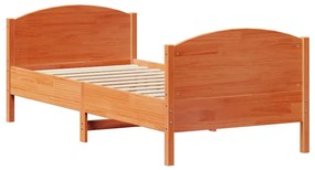 Cama sem colchão 100x200 cm pinho maciço castanho-mel