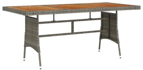 vidaXL Mesa de jardim 160x70x72 cm vime PE e acácia maciça cinzento