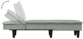 Chaise longue veludo cinzento-claro