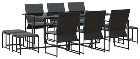 Conjunto de Jantar para o Jardim com 13 Peças e Almofadas em Aço e Tex