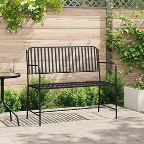 vidaXL Banco de Jardim com design listrado preto de 107 cm em aço.