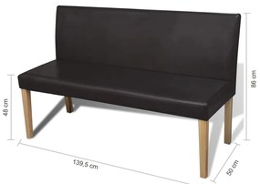 Banco 139,5 cm couro artificial castanho-escuro