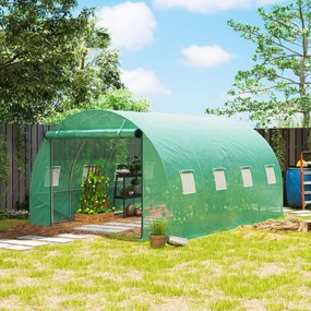 Estufa tipo túnel de jardim 3 x 4 x 2 m com porta enrolável e janelas amplas, em aço galvanizado e PE, verde