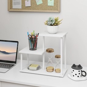 Estante de 3 Níveis Estilo Moderna com Estrutura de Metal e Prateleira de Arrumação para Secretária 40x20x34,5 cm Branco