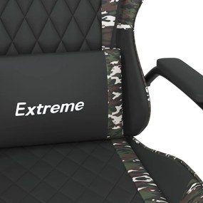 Cadeira gaming couro artificial preto e camuflado