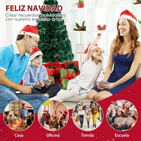 Árvore de Natal de fibra ótica artificial de 150 cm pré-iluminada com luzes de corda ajustáveis em base metálica colorida Verde