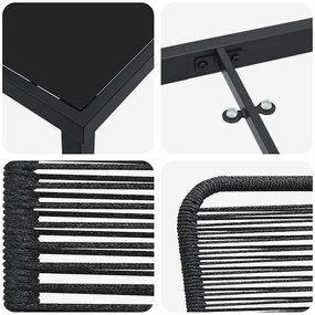 Conjunto de Jardim de 7 Peças Corda de Algodão Preta e Aço