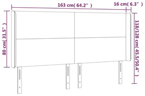 Cabeceira cama c/ luzes LED tecido 163x16x118/128cm cinza-claro