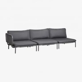 Sofá Modular De Jardim De Canto De 3 Peças Em Aço Roubly Cinza Grafito - Sklum