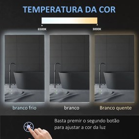 Espelho LED Zapor com Anti-Embaciamento - 90x60cm - Design Moderno