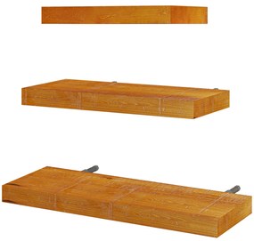 HOMCOM Prateleiras de Parede de Madeira 3 Peças Prateleiras de Parede Suspensas 50x18x3,6 cm 40x18x3,6 cm 30x18x3,6 Marrom