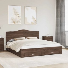 vidaXL Estrutura da Cama com cabeceira Carvalho Marrom 180 x 200 cm