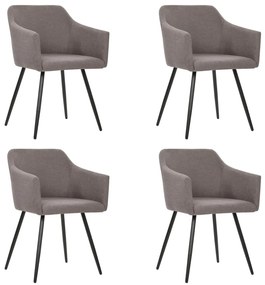 vidaXL Cadeiras de jantar 4 pcs tecido cinzento-acastanhado