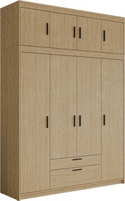 Roupeiro Novduni 106, Carvalho, 246x177x53cm, 178 kg, Portas para roupeiro: Com dobradiças, Número de prateleiras: 8, Número de prateleiras: 8