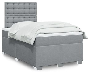Cama com molas/colchão 120x200 cm tecido cinza-claro