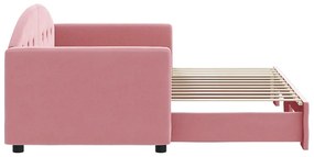 Sofá-cama com gavetão 80x200 cm veludo rosa