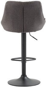 Banco de bar Lazio em tecido e com estrutura preta 46 x 83-104 x 49 cm Cinzento