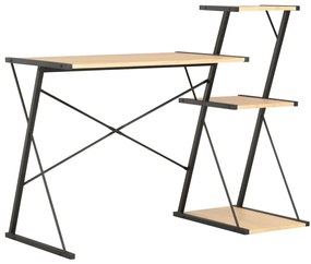 vidaXL Secretária com prateleira 116x50x93 cm preto e carvalho