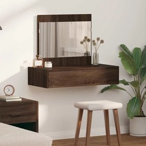 vidaXL Mesa de Maquiagem de Parede Carvalho Castanho 83x40x70 cm