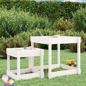 Mesas de areia 2 pcs madeira de pinho maciça branco