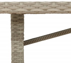 Mesa jardim c/ tampo de vidro 190x80x74 cm vime PE cinza-claro