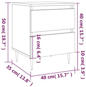 Mesas de cabeceira 2pcs 40x35x50 cm derivados de madeira branco