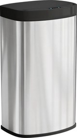 HOMCOM Lixeira cozinha automática 55 L em aço inoxidável, lixeira com tampa de fechamento suave, 38x28,5x69cm, prata | Aosom Portugal