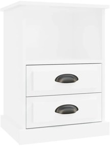 Mesas de cabeceira 2 pcs 43x36x60 cm branco brilhante
