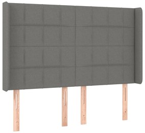 Cama box spring c/ colchão e LED 140x190 cm tecido cinza-escuro