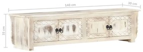 Móvel de TV 140x30x35 cm madeira de mangueira maciça branco