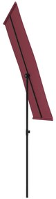 Guarda-sol de jardim com poste de alumínio 180x110 cm bordô