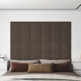 vidaXL Painel de parede 12pcs 30x30cm tecido 1,08 m² cinza-acastanhado