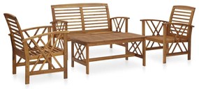 vidaXL 4 pcs conjunto lounge de jardim madeira de acácia maciça