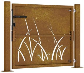 Portão de jardim 105x80 cm aço corten design erva