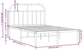 Estrutura de cama com cabeceira 120x200 cm metal preto