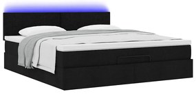 Estrutura de cama otomana com colchão 160x200 cm tecido preto