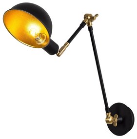Aplique de Parede Sivani – Preto e Dourado – 15 x 30 x 50 cm