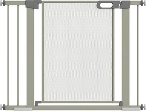 Barreira de segurança para animais de estimação com fecho automático de dupla bloqueio, largura 75-103 cm, cinzenta