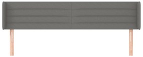 Cabeceira de cama c/ abas tecido 163x16x78/88cm cinzento-escuro