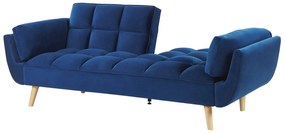 Sofá-cama em veludo azul marinho ASBY Beliani