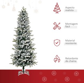 HOMCOM Árvore de Natal Ø95x210cm Neve Artificial com 784 Pontas de Ram