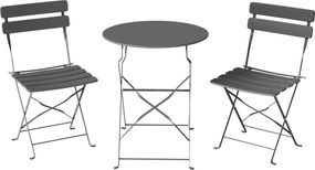 Outsunny Conjunto Bistrô de Jardim 3 Peças Mesa e 2 Cadeiras Dobráveis com Dupla Proteção Anti-Ferrugem Metal Cinza | Aosom Portugal