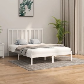 Estrutura de cama 140x200 cm madeira maciça branco