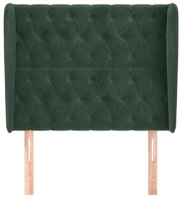 Cabeceira cama c/ abas veludo 103x23x118/128 cm verde-escuro